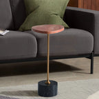 Asymmetrical Top Oval Marble End Table - Japanese Accent Table For Living Room Lumendat
