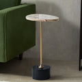 Asymmetrical Top Oval Marble End Table - Japanese Accent Table For Living Room Lumendat