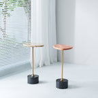 Asymmetrical Top Oval Marble End Table - Japanese Accent Table For Living Room Lumendat