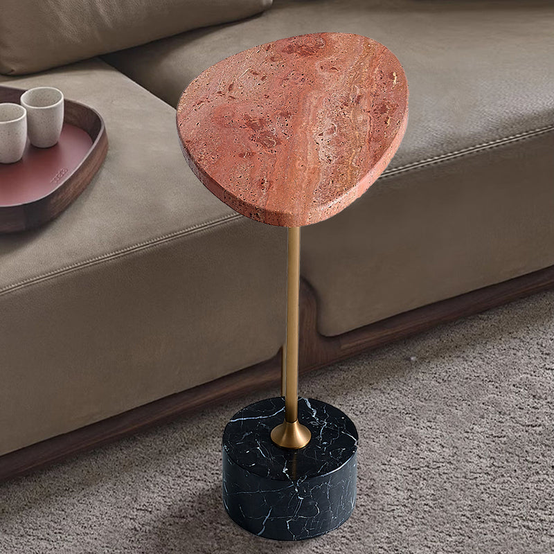 Asymmetrical Top Oval Marble End Table - Japanese Accent Table For Living Room Lumendat