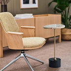Asymmetrical Top Oval Marble End Table - Japanese Accent Table For Living Room Lumendat
