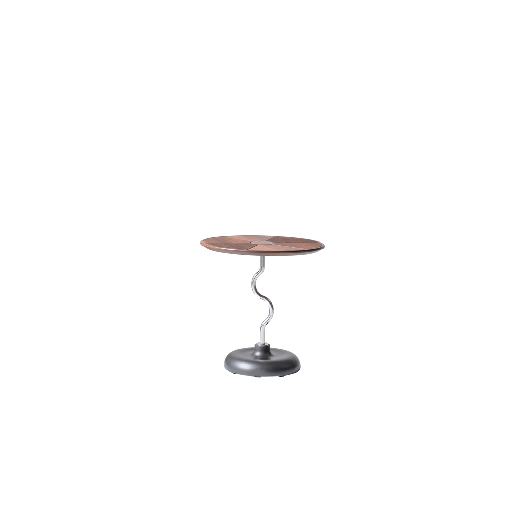Artistic Round Curved Stem Wood Stainless Steel End Table - Vintage Classic Accent Table For Living Room Lumendat