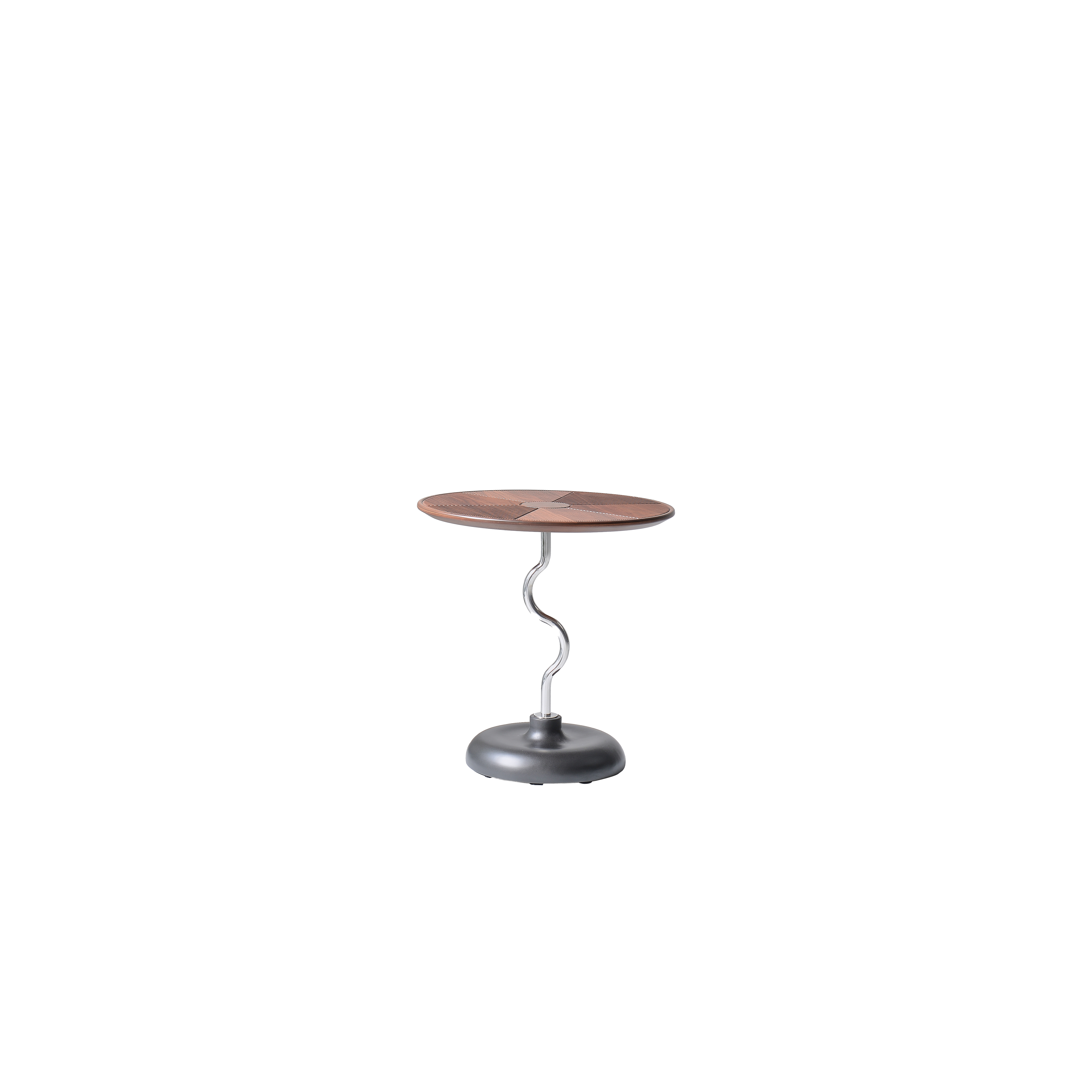 Artistic Round Curved Stem Wood Stainless Steel End Table - Vintage Classic Accent Table For Living Room Lumendat