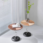 Artistic Round Curved Stem Wood Stainless Steel End Table - Vintage Classic Accent Table For Living Room Lumendat