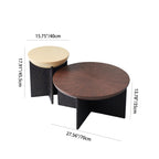 Geometric Cross Base Round Solid Wood Coffee Table - Scandinavian Radiating Grain Tea Table For Living Room Lumendat