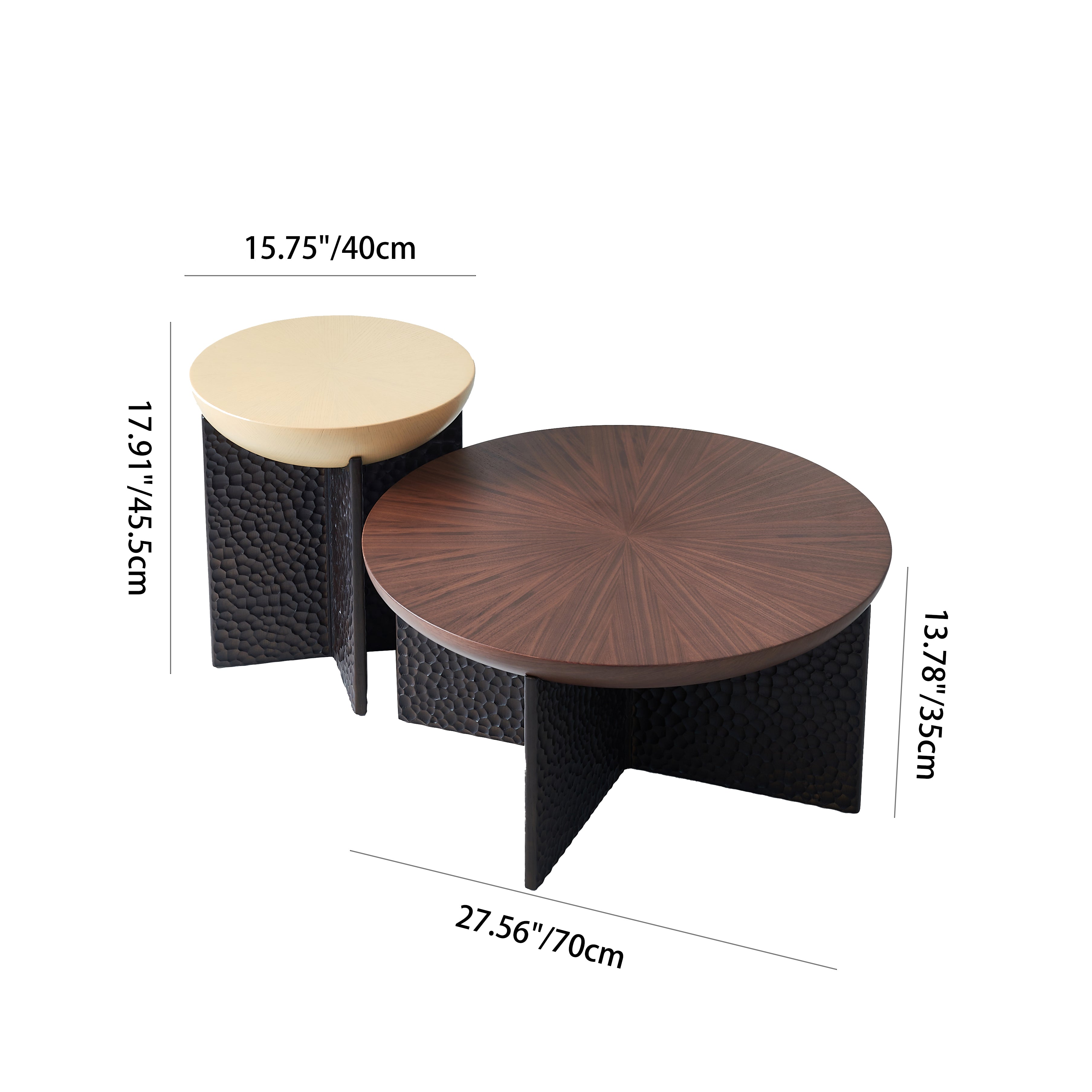 Geometric Cross Base Round Solid Wood Coffee Table - Scandinavian Radiating Grain Tea Table For Living Room Lumendat
