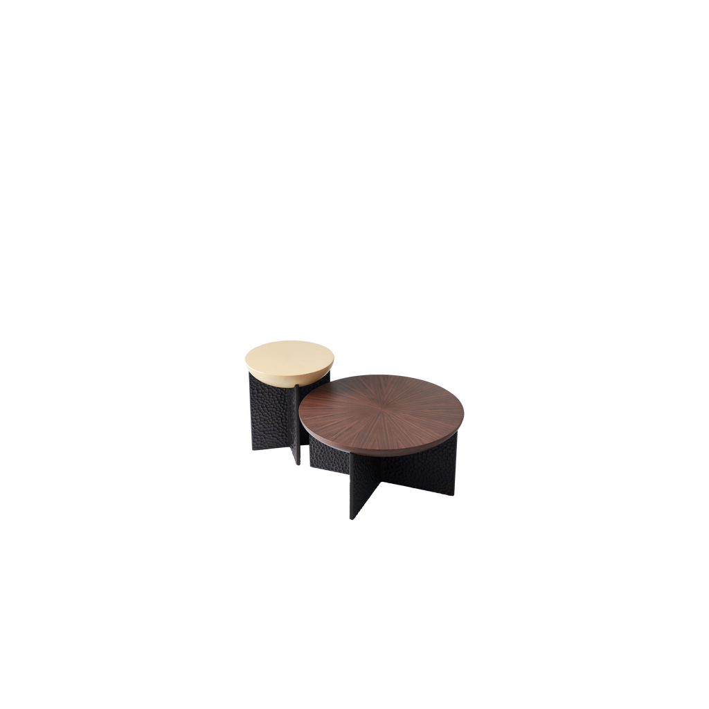 Geometric Cross Base Round Solid Wood Coffee Table - Scandinavian Radiating Grain Tea Table For Living Room Lumendat