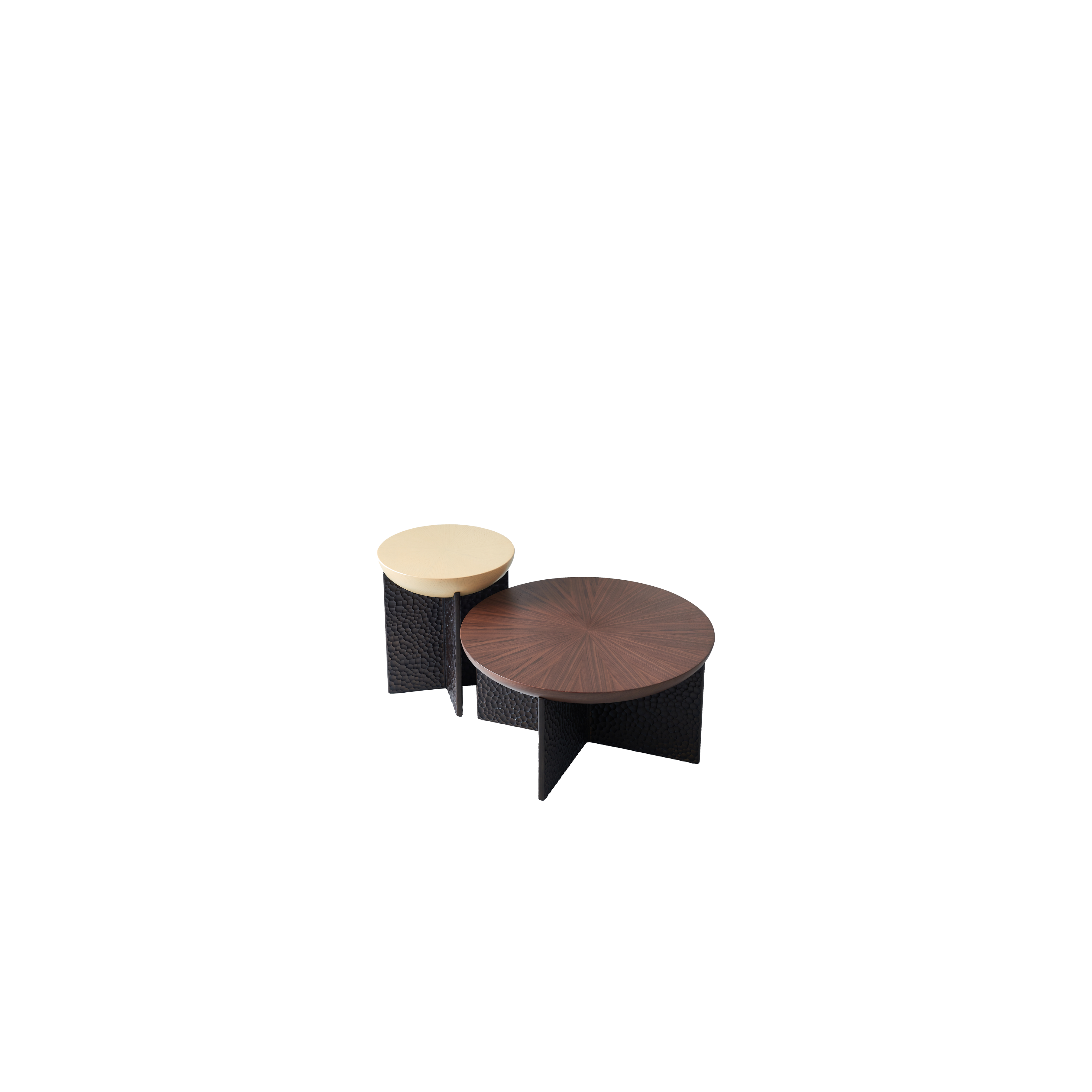 Geometric Cross Base Round Solid Wood Coffee Table - Scandinavian Radiating Grain Tea Table For Living Room Lumendat