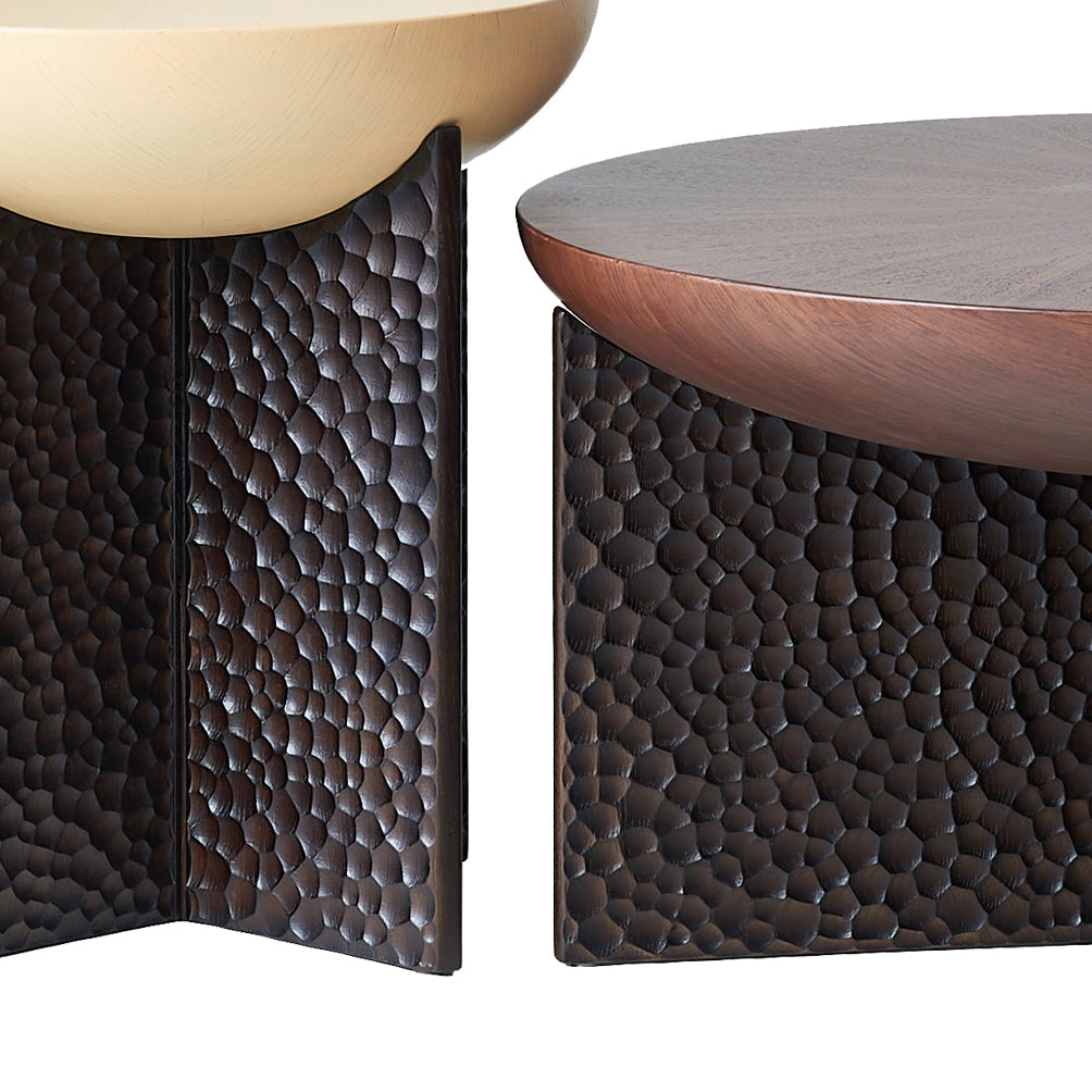 Geometric Cross Base Round Solid Wood Coffee Table - Scandinavian Radiating Grain Tea Table For Living Room Lumendat