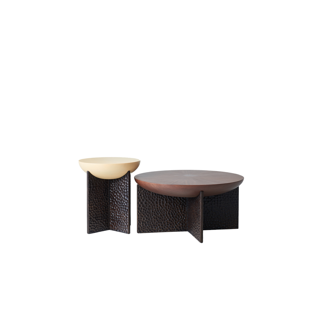Geometric Cross Base Round Solid Wood Coffee Table - Scandinavian Radiating Grain Tea Table For Living Room Lumendat
