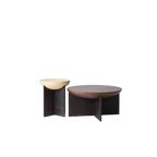 Geometric Cross Base Round Solid Wood Coffee Table - Scandinavian Radiating Grain Tea Table For Living Room Lumendat