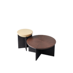 Geometric Cross Base Round Solid Wood Coffee Table - Scandinavian Radiating Grain Tea Table For Living Room Lumendat