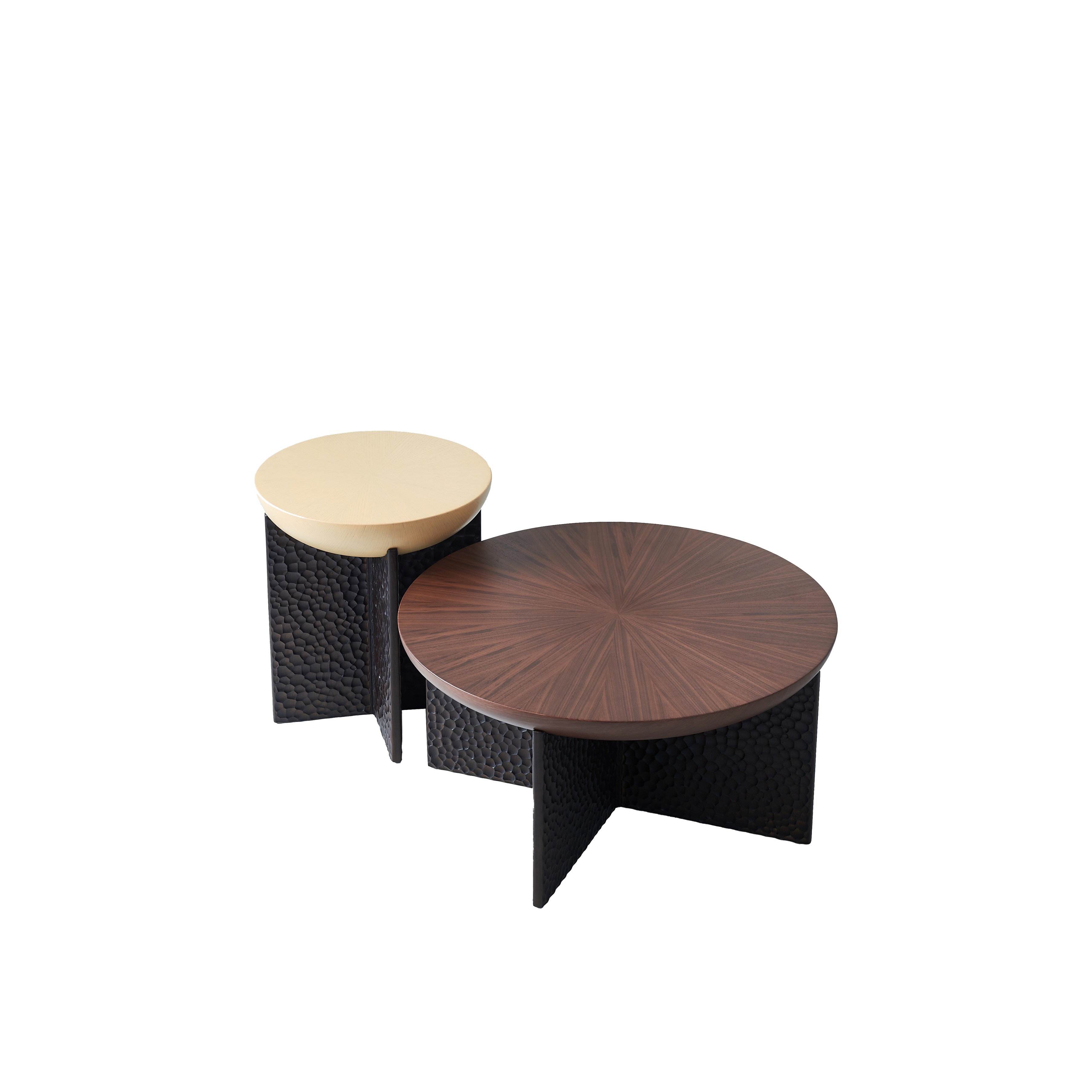 Geometric Cross Base Round Solid Wood Coffee Table - Scandinavian Radiating Grain Tea Table For Living Room Lumendat