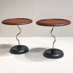 Hammered Edge Round Solid Wood Natural Marble End Table - Vintage Artistic Side Table For Living Room Lumendat