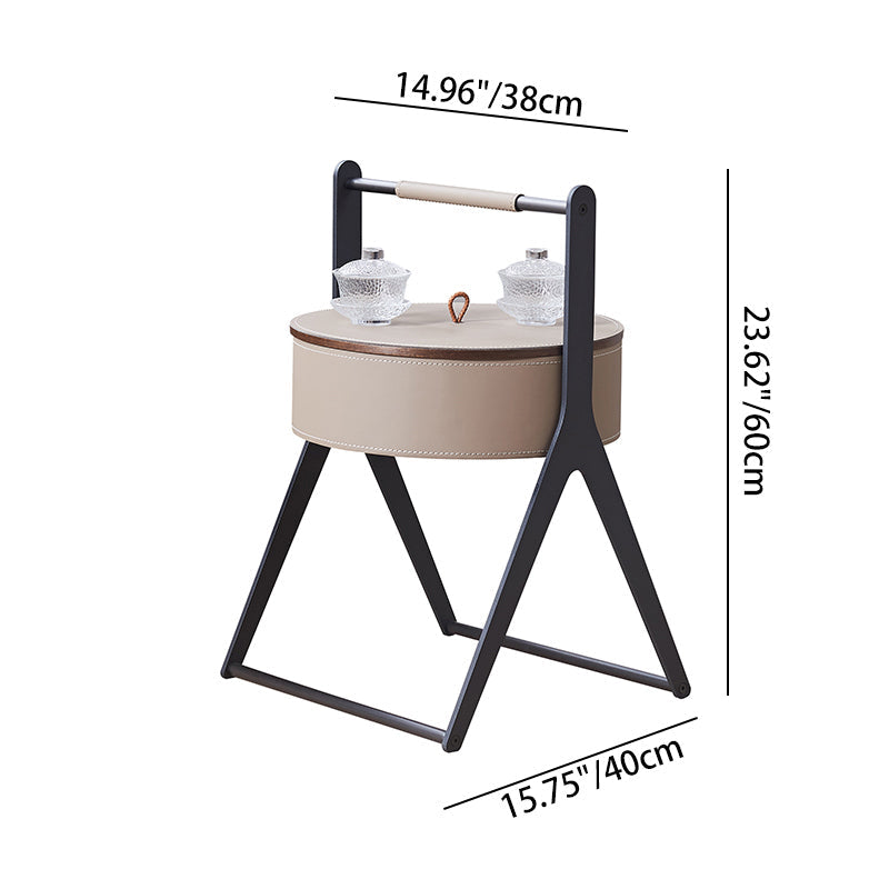 A-Shaped Concealed 1-Storage Faux Saddle Leather End Table - Scandinavian Removable Lid Side Table For Living Room Lumendat