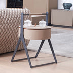 A-Shaped Concealed 1-Storage Faux Saddle Leather End Table - Scandinavian Removable Lid Side Table For Living Room Lumendat