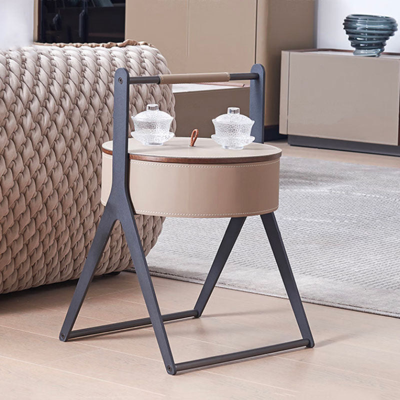 A-Shaped Concealed 1-Storage Faux Saddle Leather End Table - Scandinavian Removable Lid Side Table For Living Room Lumendat
