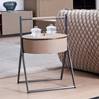A-Shaped Concealed 1-Storage Faux Saddle Leather End Table - Scandinavian Removable Lid Side Table For Living Room Lumendat