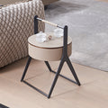 A-Shaped Concealed 1-Storage Faux Saddle Leather End Table - Scandinavian Removable Lid Side Table For Living Room Lumendat