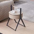 A-Shaped Concealed 1-Storage Faux Saddle Leather End Table - Scandinavian Removable Lid Side Table For Living Room Lumendat