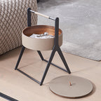 A-Shaped Concealed 1-Storage Faux Saddle Leather End Table - Scandinavian Removable Lid Side Table For Living Room Lumendat