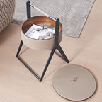 A-Shaped Concealed 1-Storage Faux Saddle Leather End Table - Scandinavian Removable Lid Side Table For Living Room Lumendat
