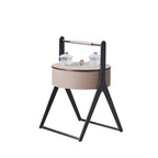 A-Shaped Concealed 1-Storage Faux Saddle Leather End Table - Scandinavian Removable Lid Side Table For Living Room Lumendat