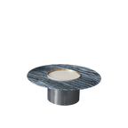 Premium Low Round Marble Faux Saddle Leather Coffee Table - Nordic Accent Side Table For Living Room Lumendat