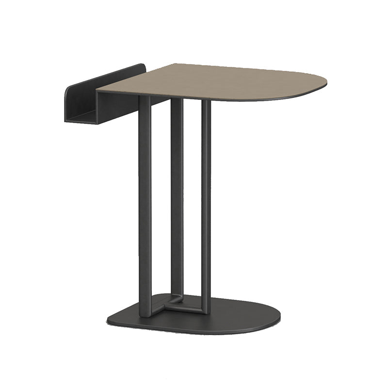Semi-Round Narrow Faux Saddle Leather Side Table - Luxury Space-Saving End Table For Urban Living Lumendat
