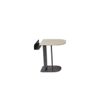 Semi-Round Narrow Faux Saddle Leather Side Table - Luxury Space-Saving End Table For Urban Living Lumendat