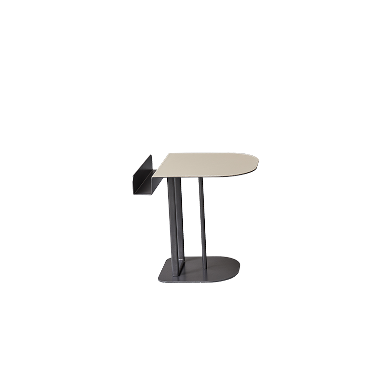 Semi-Round Narrow Faux Saddle Leather Side Table - Luxury Space-Saving End Table For Urban Living Lumendat