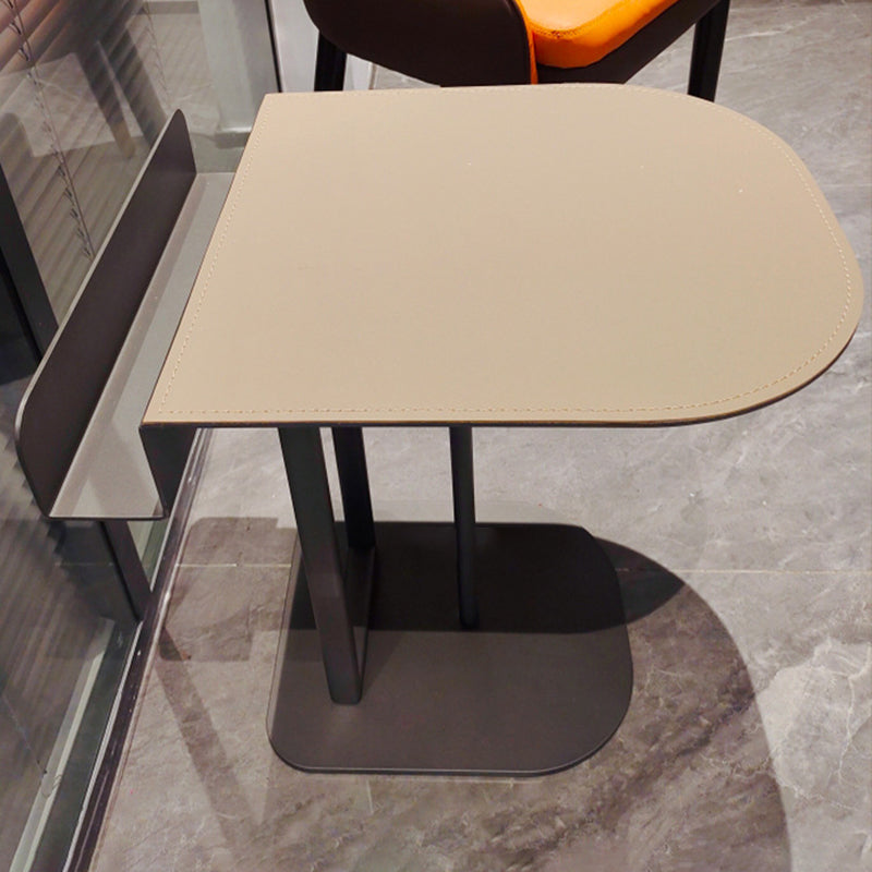 Semi-Round Narrow Faux Saddle Leather Side Table - Luxury Space-Saving End Table For Urban Living Lumendat