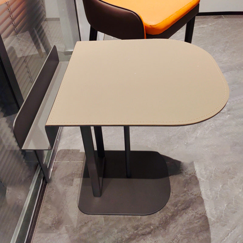 Semi-Round Narrow Faux Saddle Leather Side Table - Luxury Space-Saving End Table For Urban Living Lumendat
