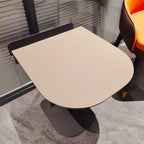 Semi-Round Narrow Faux Saddle Leather Side Table - Luxury Space-Saving End Table For Urban Living Lumendat