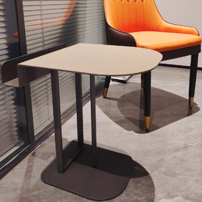 Semi-Round Narrow Faux Saddle Leather Side Table - Luxury Space-Saving End Table For Urban Living Lumendat