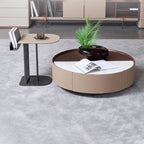 Semi-Round Narrow Faux Saddle Leather Side Table - Luxury Space-Saving End Table For Urban Living Lumendat