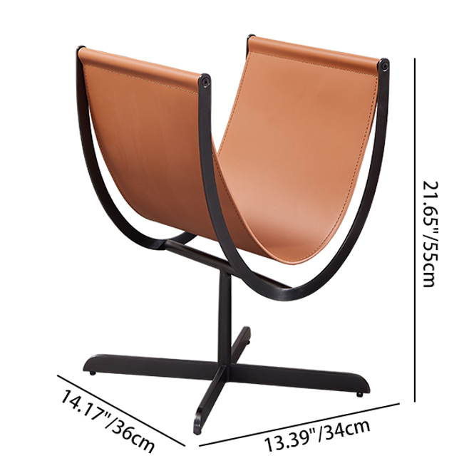 Artistic U-Shaped Cross-Base Faux Saddle Leather End Table - Creative Accent Table For Living Room Lumendat