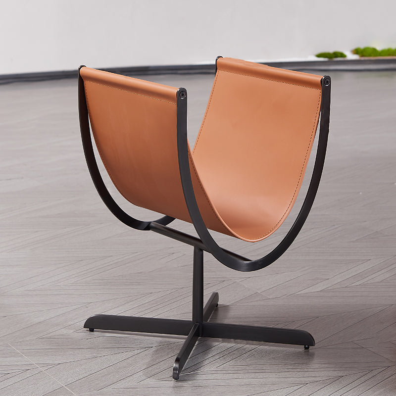 Artistic U-Shaped Cross-Base Faux Saddle Leather End Table - Creative Accent Table For Living Room Lumendat
