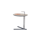 Round T-Base Faux Saddle Leather End Table - Luxury Space-Saving C Side Table For Living Room Lumendat