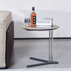 Round T-Base Faux Saddle Leather End Table - Luxury Space-Saving C Side Table For Living Room Lumendat