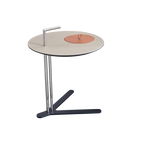 Round T-Base Faux Saddle Leather End Table - Luxury Space-Saving C Side Table For Living Room Lumendat