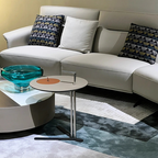 Round T-Base Faux Saddle Leather End Table - Luxury Space-Saving C Side Table For Living Room Lumendat