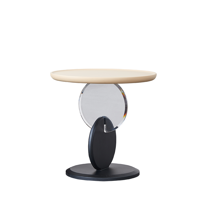 Stylish Round Acrylic Wood Side Table - Creative Accent End Table For Living Room Lumendat
