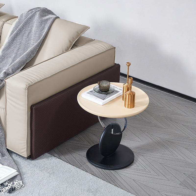 Stylish Round Acrylic Wood Side Table - Creative Accent End Table For Living Room Lumendat