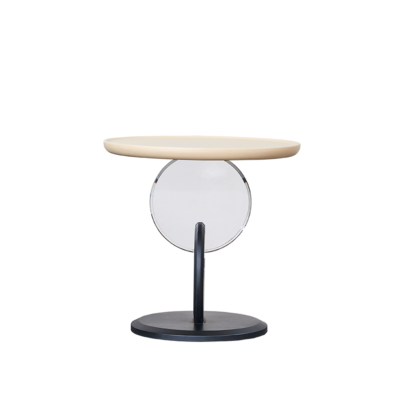 Stylish Round Acrylic Wood Side Table - Creative Accent End Table For Living Room Lumendat