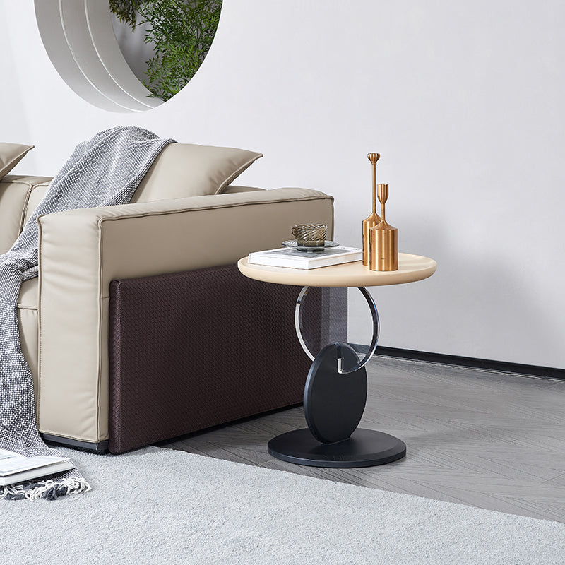 Stylish Round Acrylic Wood Side Table - Creative Accent End Table For Living Room Lumendat