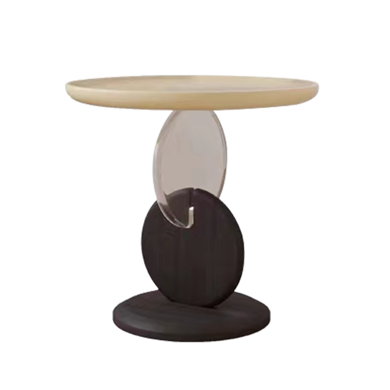 Stylish Round Acrylic Wood Side Table - Creative Accent End Table For Living Room Lumendat
