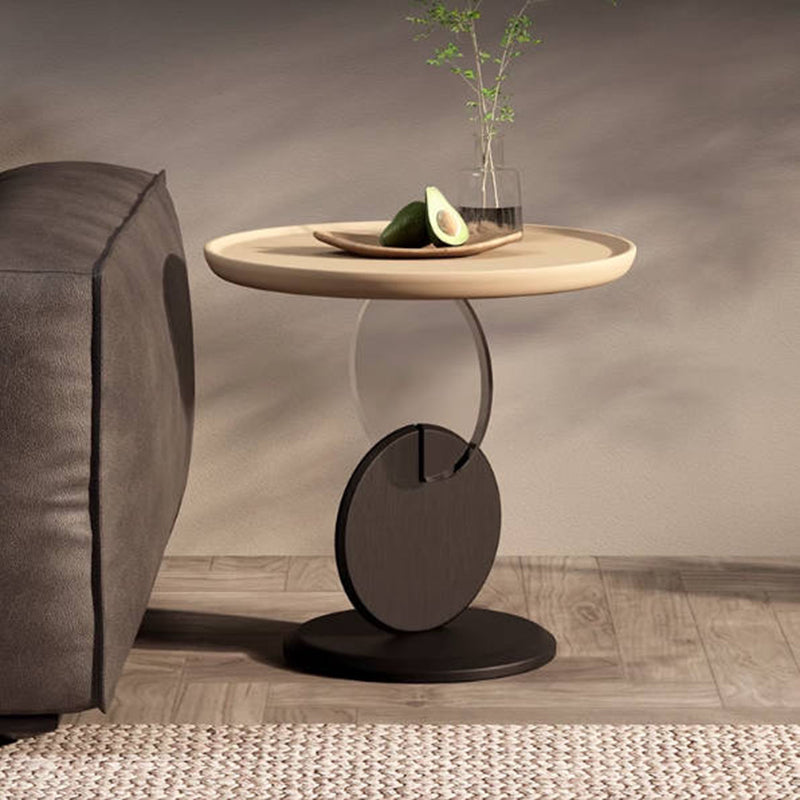 Stylish Round Acrylic Wood Side Table - Creative Accent End Table For Living Room Lumendat