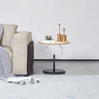 Stylish Round Acrylic Wood Side Table - Creative Accent End Table For Living Room Lumendat