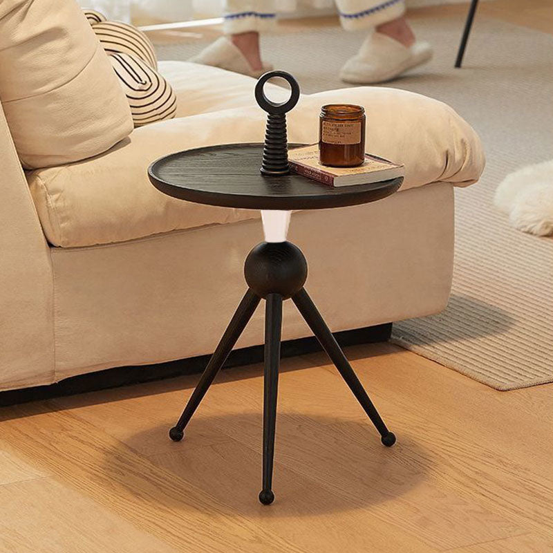 Tripod Legs Round Solid Wood Acrylic End Table - Creative Portable Accent Side Table For Living Room Lumendat